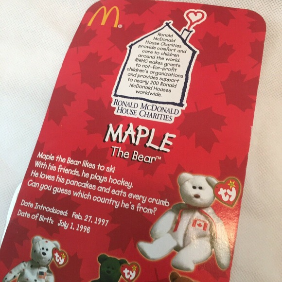 TY McDonalds Teenie Beanie Maple the Bear 1996 RETIRED WITH ERRORS - Picture 5 of 6